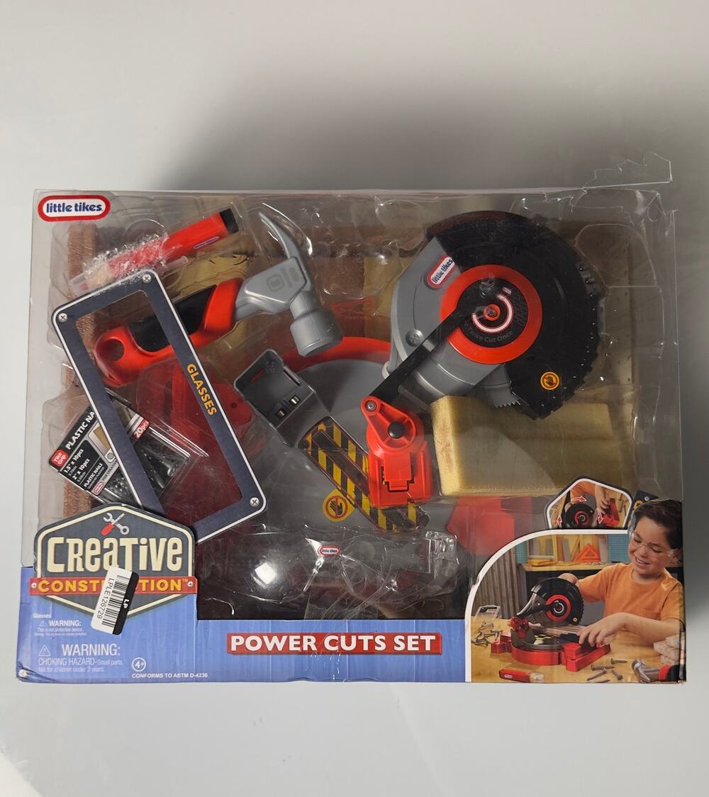 Little Tikes Creative Construction Power Cuts Tool Set Saw Hammer - Damaged Box
